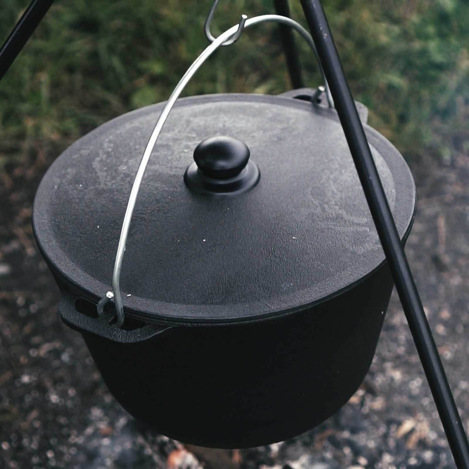 4BIG.fun Kazan de hierro fundido 6 L | Cacerola Kasan de camping Tapa de hierro fundido | Asia Wok Olla para cocinas de inducción, cocina, grill, camping, jardín, barbacoa