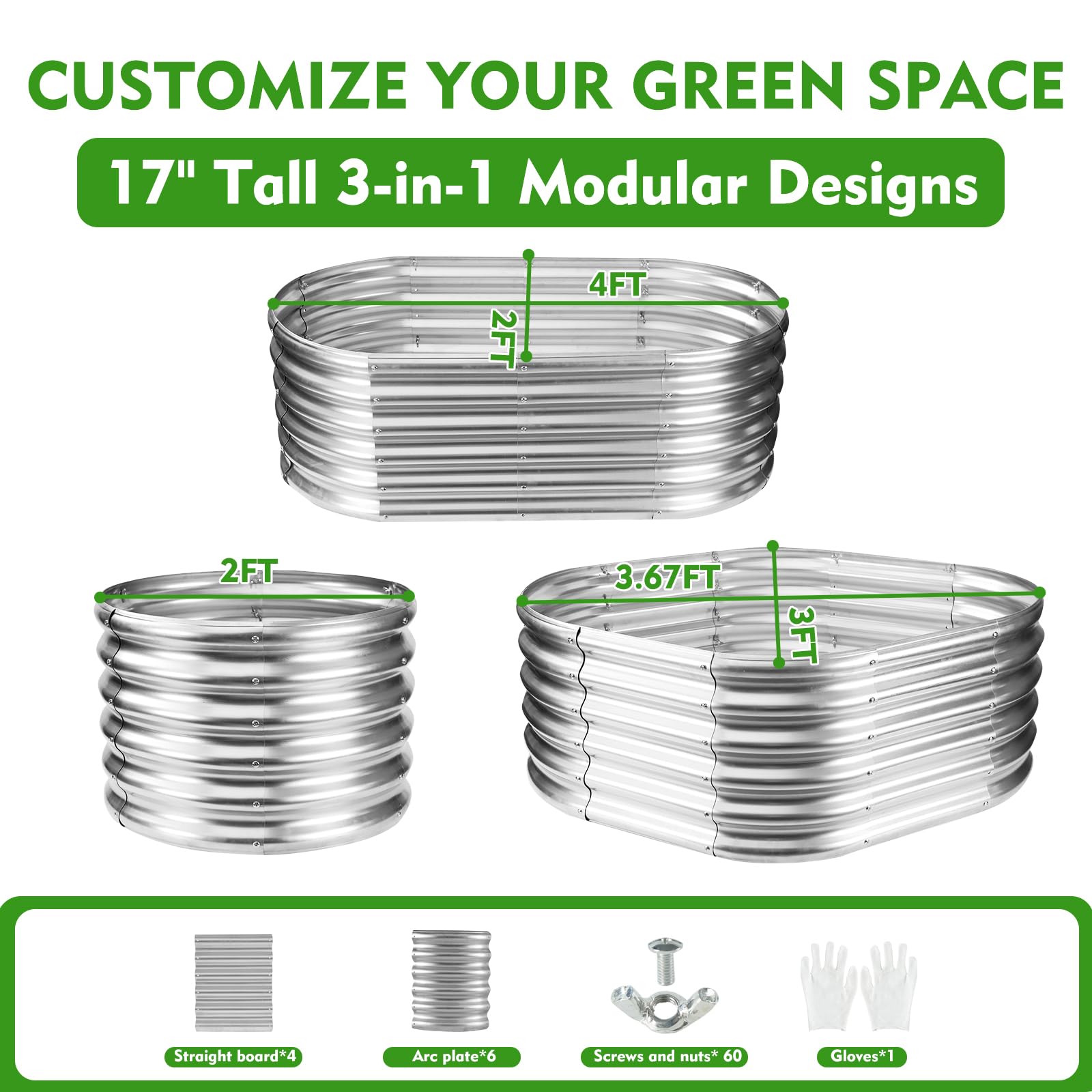 YSEJOMP Jardinière Surélevée En Métal De 43,2 Cm De Haut