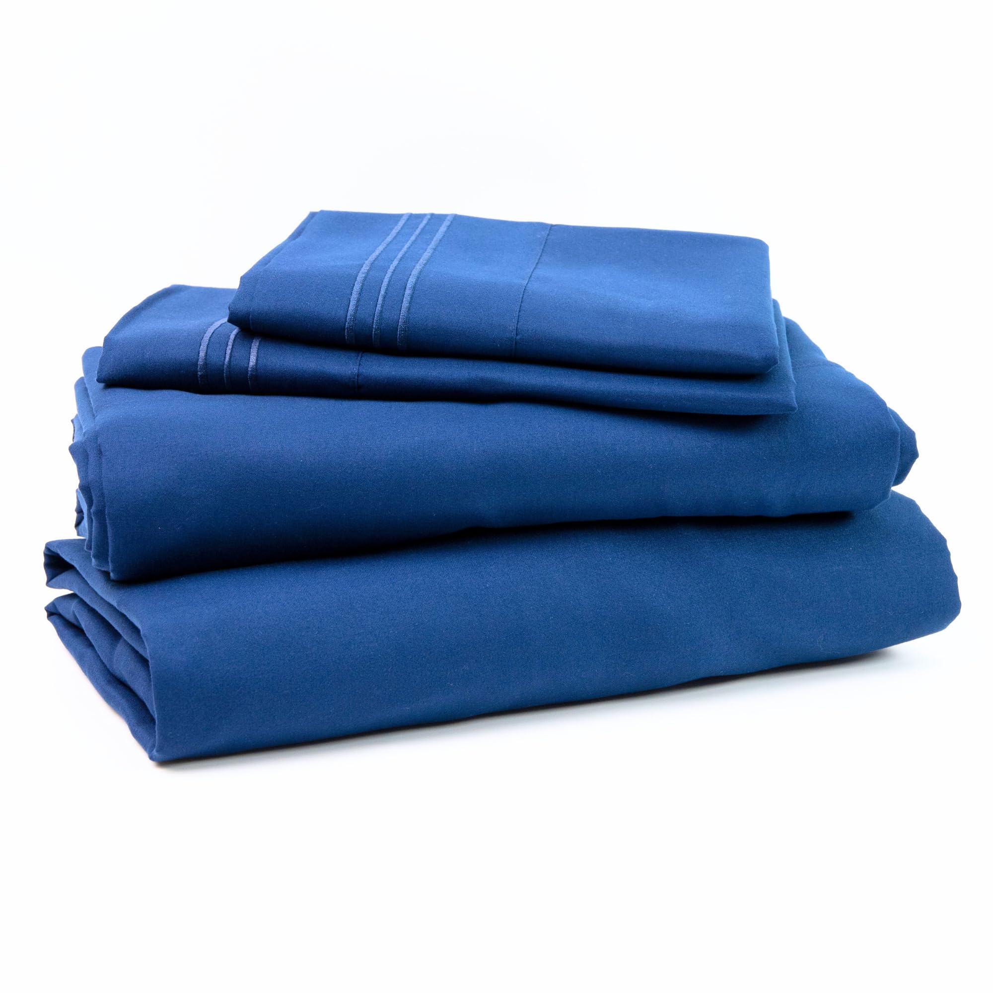 Blake & Irving King Size Sheets Set - 4 Piece, Breathable & Cooling Sheets, Double Brushed, Wrinkle Resistant Deep Pocket Sheet, Bedding Sheets & Pillowcases - Navy Blue