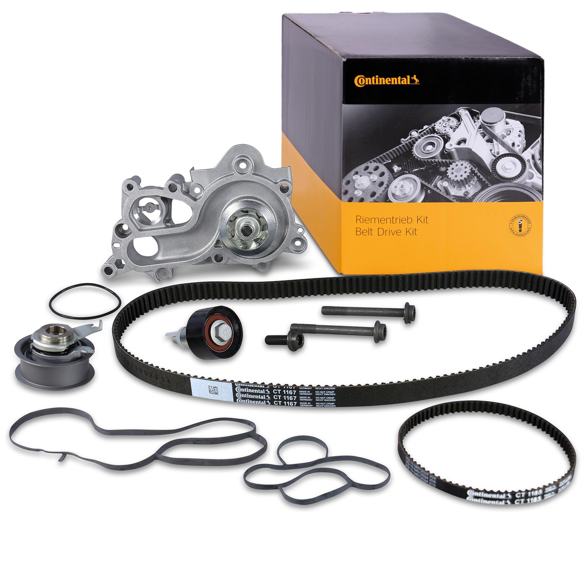 CONTITECH CT1167WP1PRO Bomba de agua + kit de correa de distribución Número de dientes: 163 20 mm con junta Compatible con VW Polo V Hatchback 6R1, 6C1 up! Hatchback 121, 122, BL1, BL2, BL3, 123, SEAT