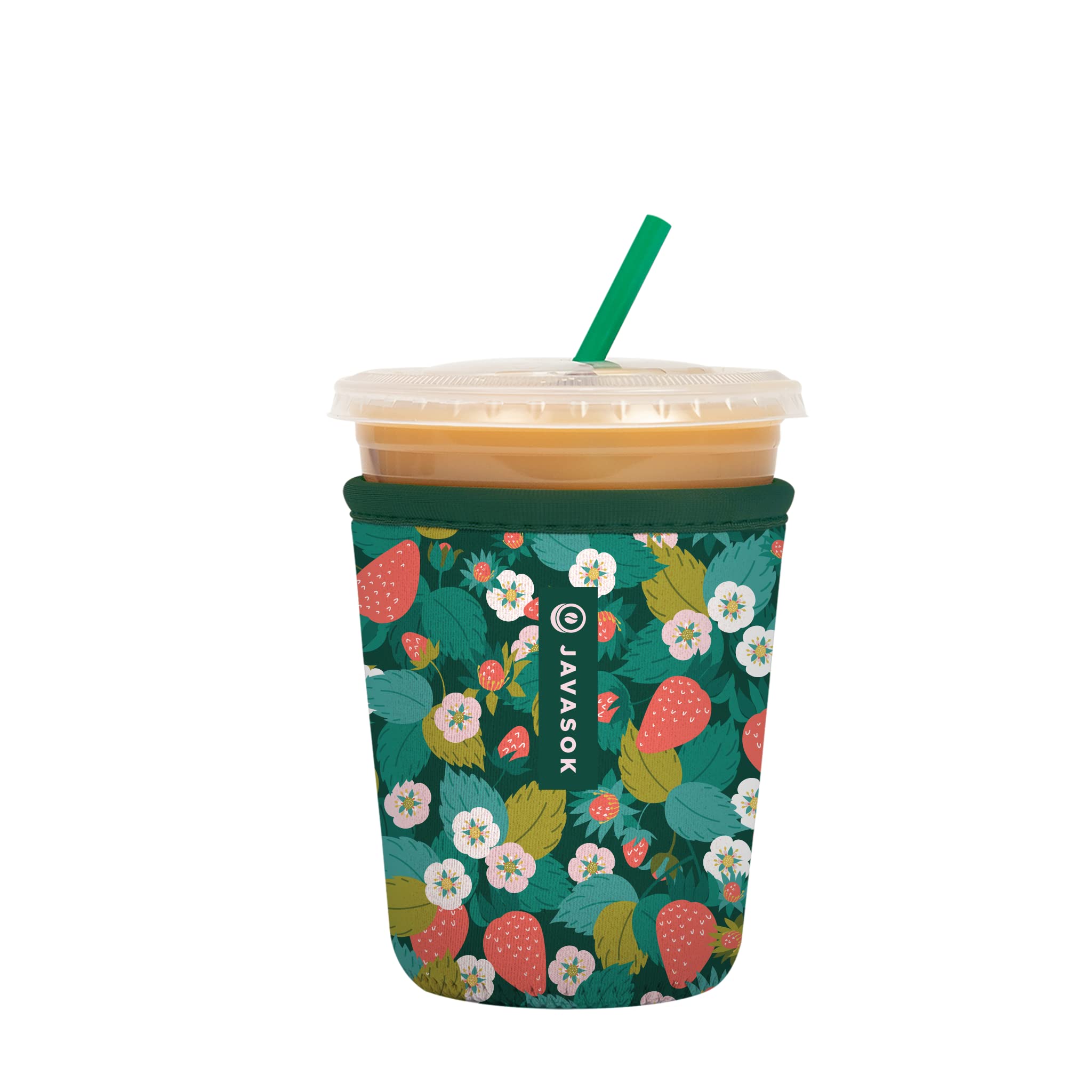 Sok ItJava Sok Reusable Neoprene Insulator Sleeve for Iced Coffee Cups (Strawberry Fields, Small: 18-20oz)
