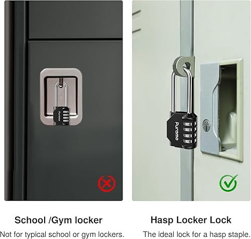 Miniatura 6 de Puroma Paquete de 1 candado de combinación de grillete de 2.6 pulgadas de largo, 4 dígitos, impermeable, para exteriores, para cerradura, casillero