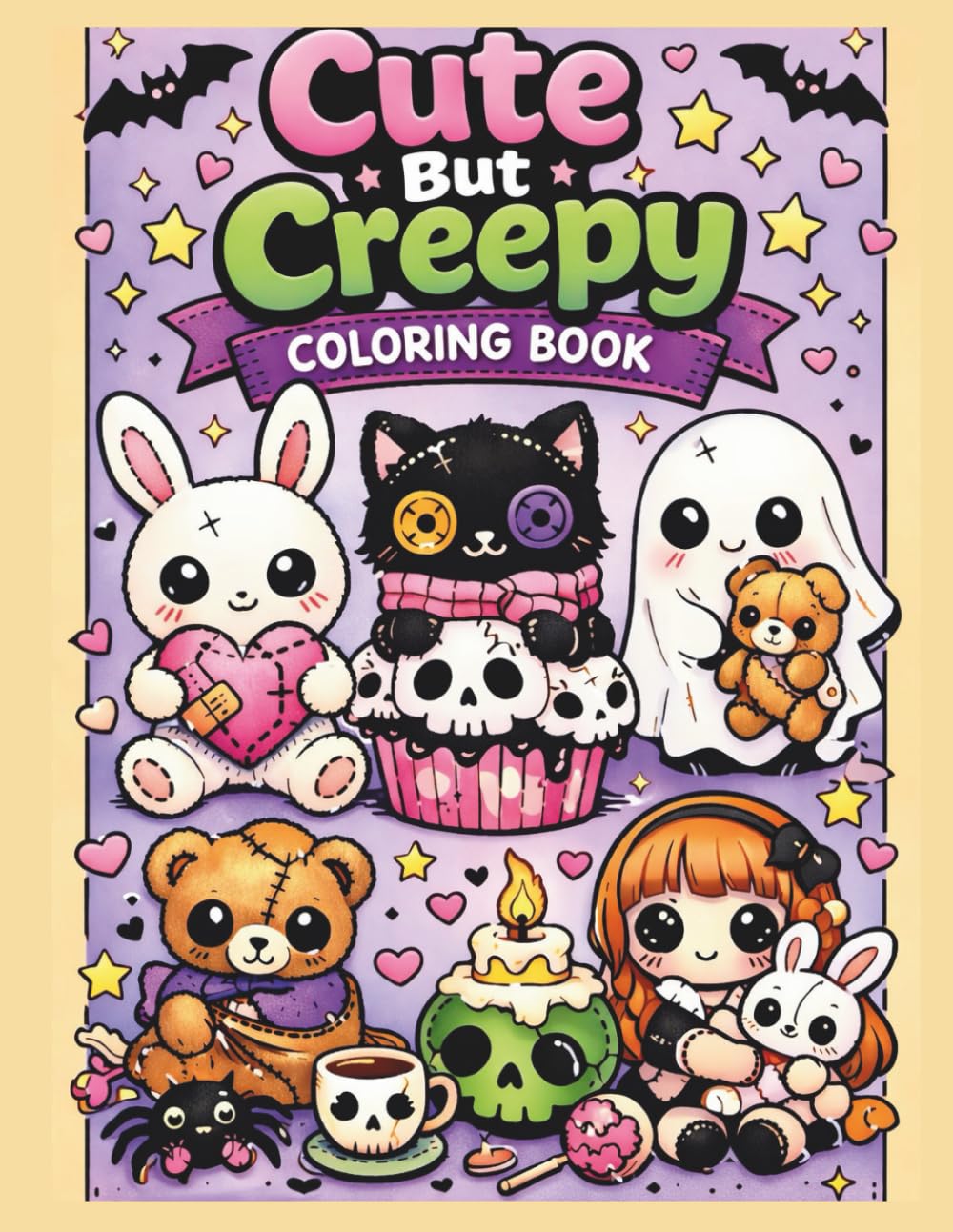 Cute But Creepy Coloring Book: Adorably Spooky Kawaii Characters with Sweetly Unsettling Charm for Relaxation, Stress Relief & Creative Fun