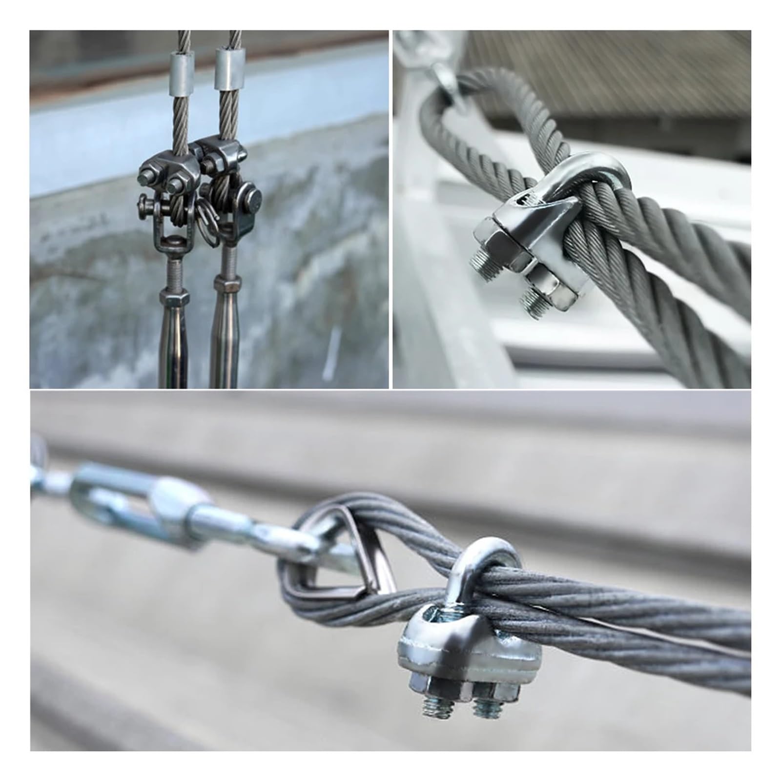 Abrazaderas de Cable en Forma de U Impermeables de 5 a 10 Piezas, Clips de fijación de Cable de Acero Inoxidable, Accesorios de sujeción de Eslinga(M8x10pcs)