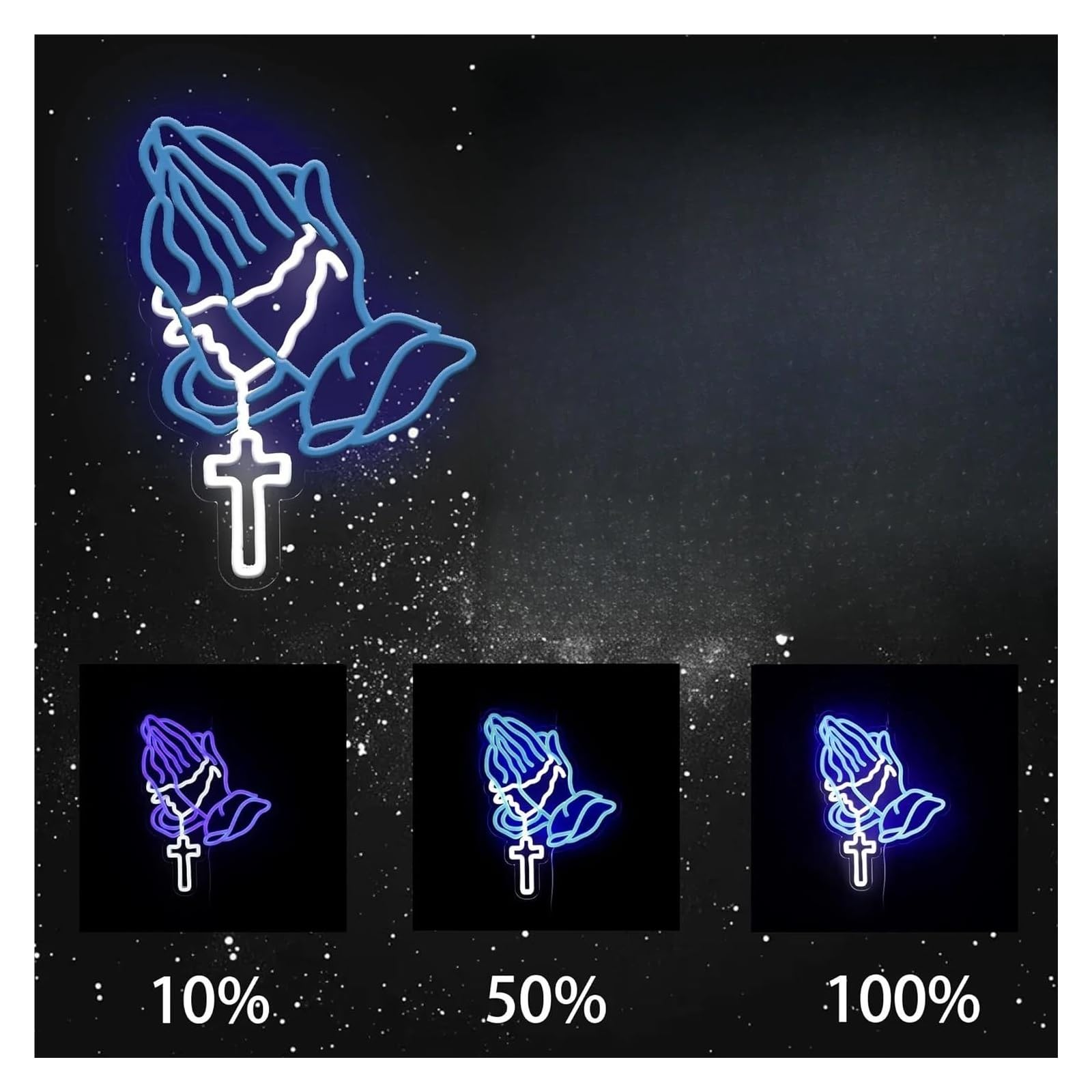 Decoración Lámparas Mano Rezando Letrero De Neón Luz Cruzada Regulable Para Dormitorio Sala De Juegos Bar Sala De Estar Iglesia Decoración De Pared Iluminada 27.9cmx37.8cm