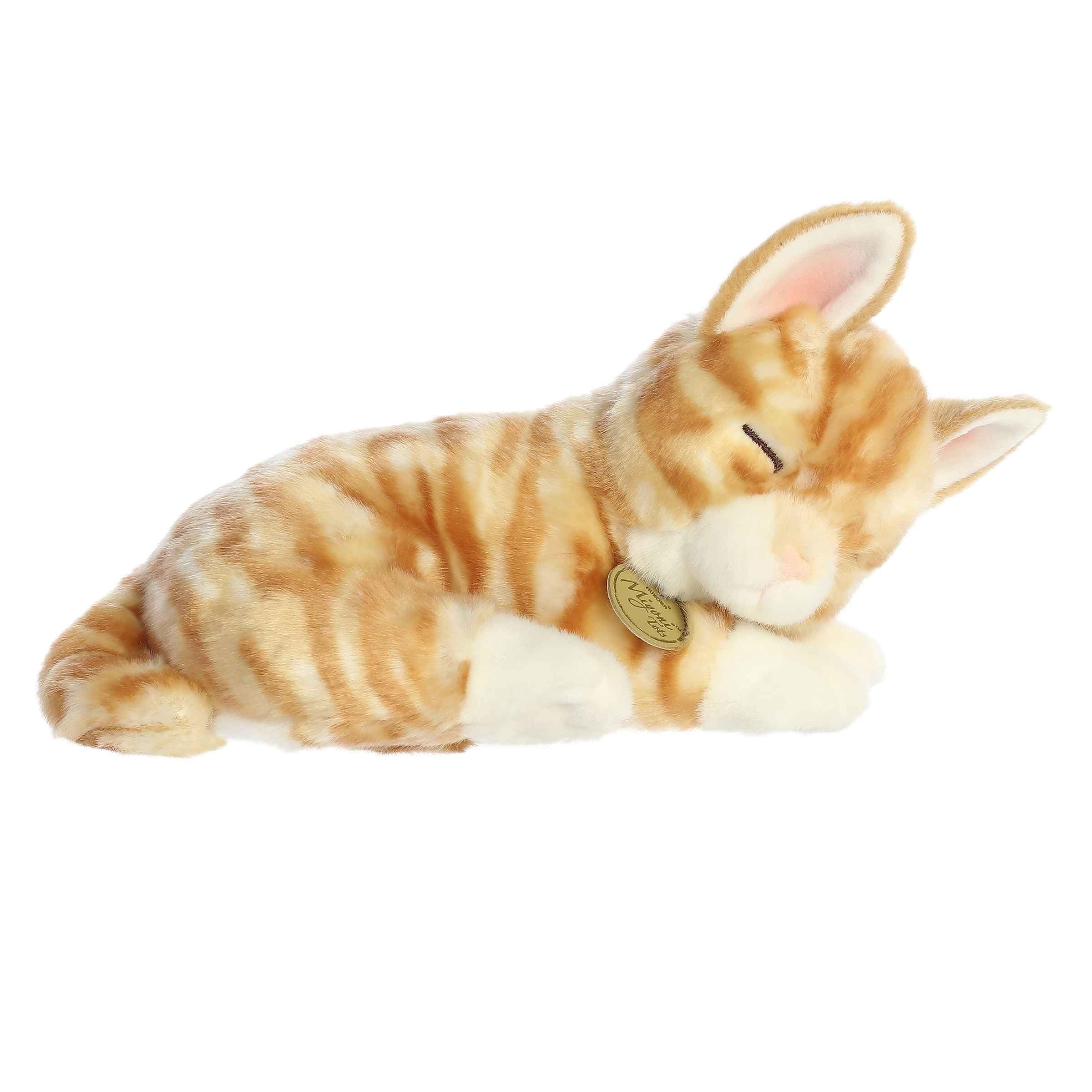 Aurora Adorable Miyoni Tots Sleepy Tabby Kitten Stuffed Animal - Lifelike Details Make a Cherished Companion - Perfect for Decorating Bedrooms or Classrooms - Orange 10 Inches