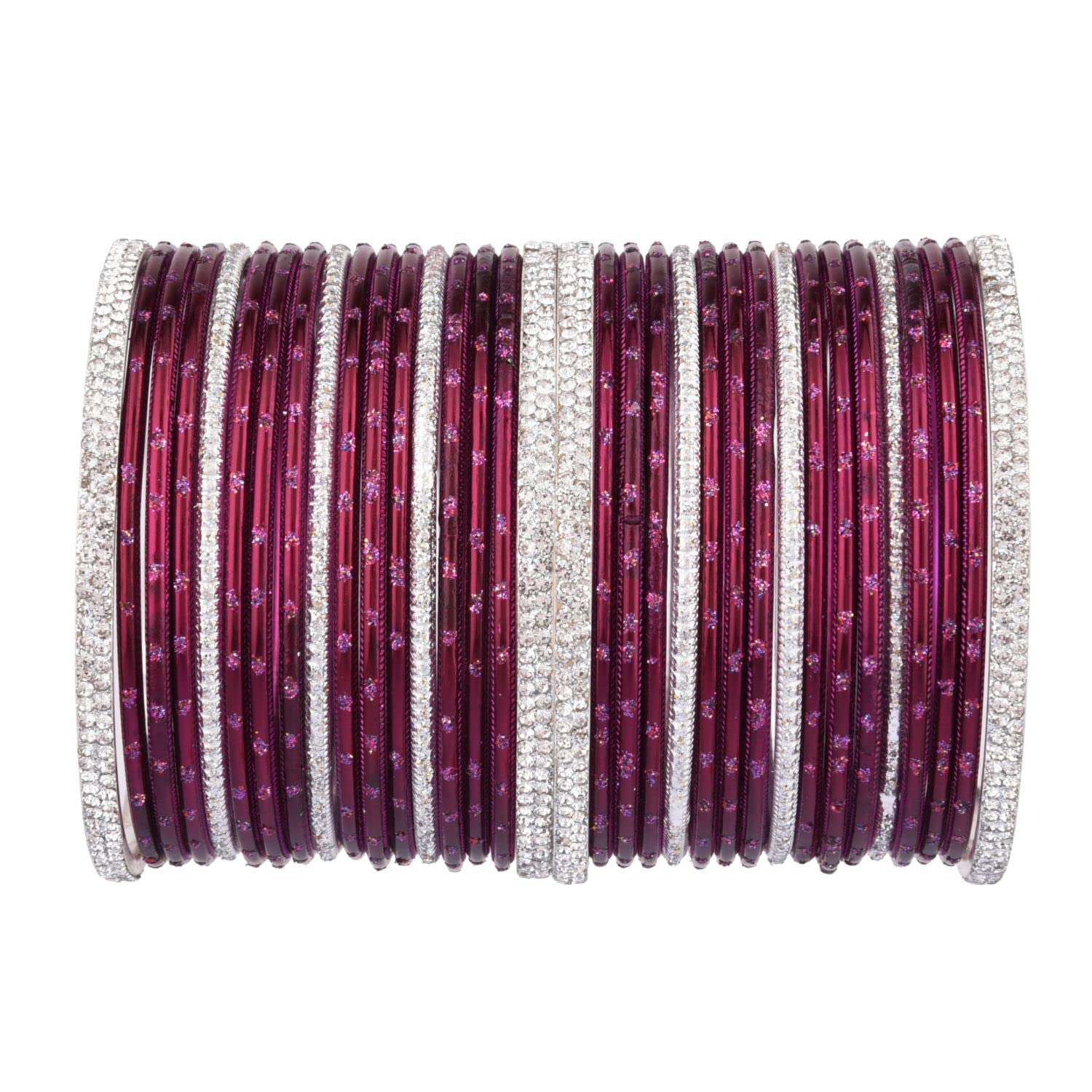 Efulgenz Braccialetti da sposa indiani da donna in metallo con strass e zirconia cubica, per donne (34 pezzi), 2.4, Metallo, non noto