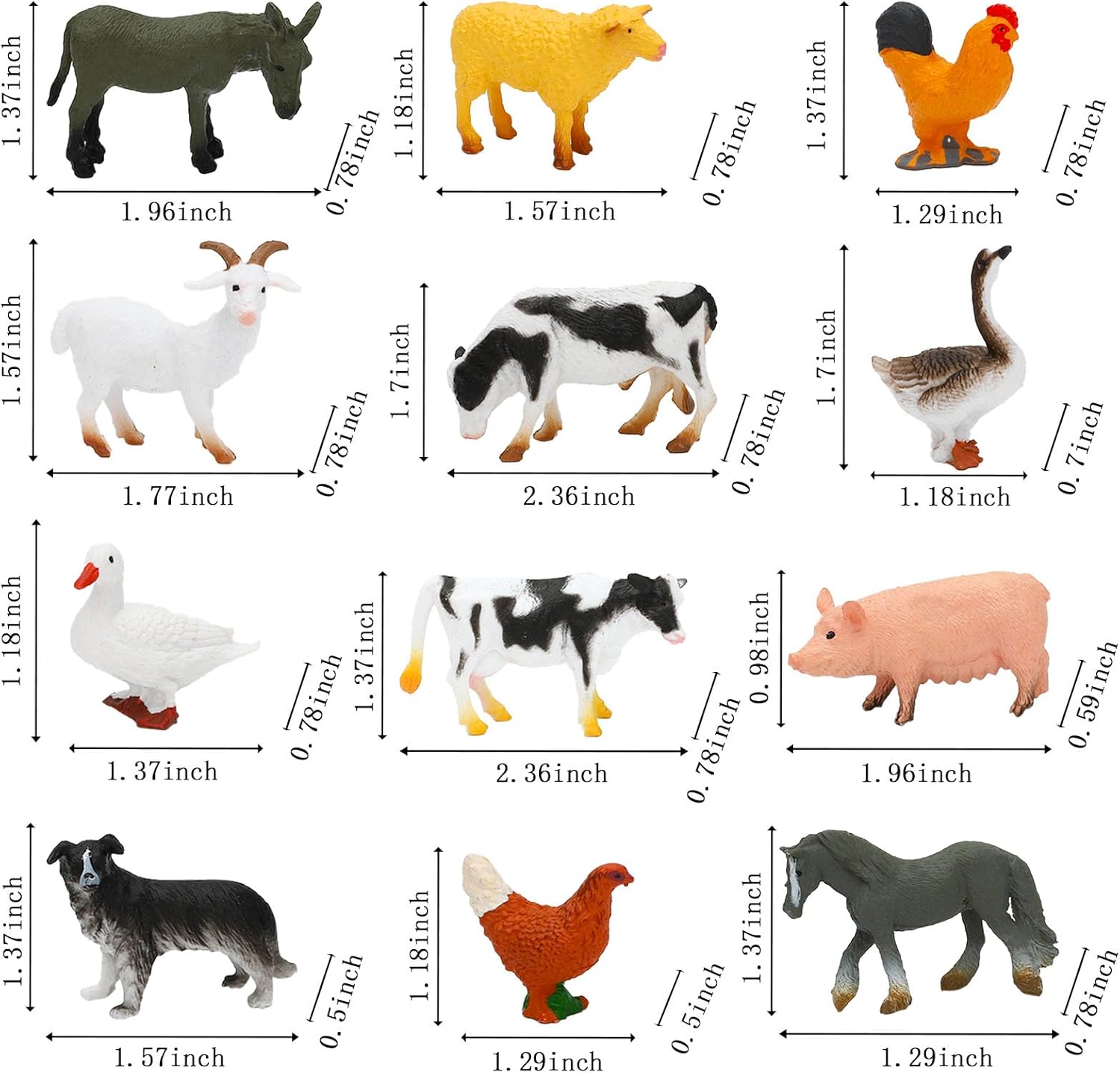 ONEST 27 Pieces Mini Farm Animal Figurines Playset Hand Painted Tiny Farm Animals Realistic Detailed Plastic Puppy Figures