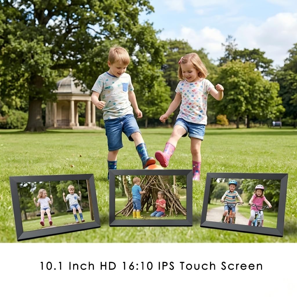 Cornice per foto digitale, 10,1 pollici WiFi Smart Digital Picture Frame IPS Touch Screen, rotazione automatica, memoria integrata da 32 GB, facile configurazione per condividere foto e video