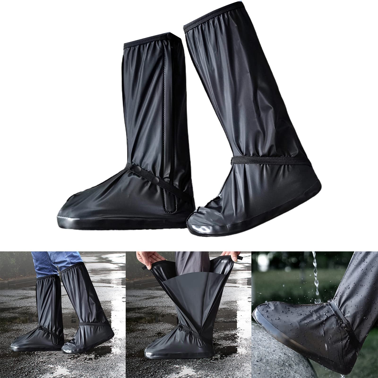 Couvre-chaussures De Pluie Moto Taille XXL - Imperméables, Réutilisables, Semelle Antidérapante, Protection Haute