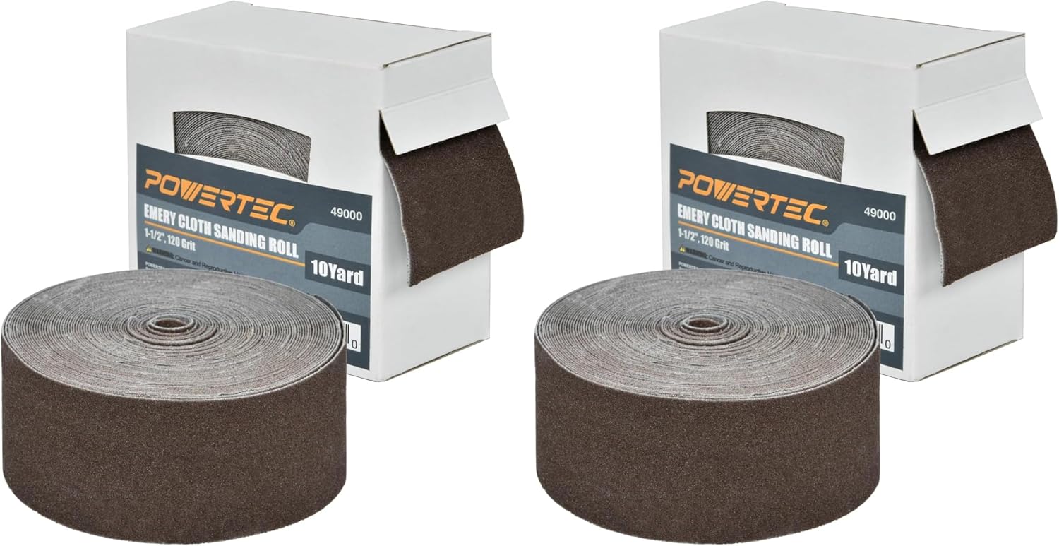 POWERTEC 4RA1108 Longboard Continuous Roll 2-3/4” by 25 Yard Sanding Paper, Gold 180 Grit Aluminum Oxide Abrasive Adhesive Backed Sandpaper for Woodworking