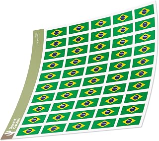 Desert Cactus Brazil Country Flag Sticker Decal 1 Inch Rectangle 50 Total Pieces Kids Logo Scrapbook Car Vinyl Window Bumper Laptop Brazilian R