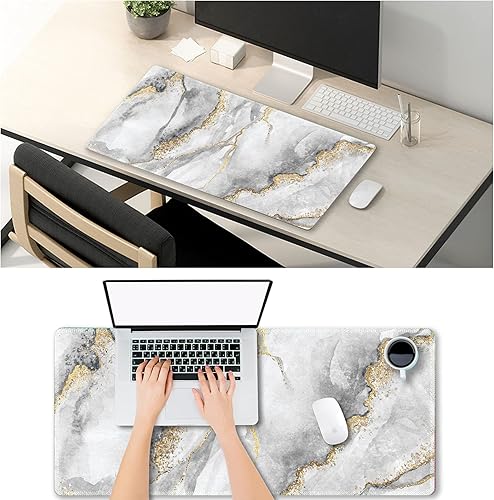 Vista 48 de ARTSO Alfombrilla de escritorio grande negra, alfombrilla de mouse para juegos XXL, alfombrilla de escritorio antideslizante con base de goma, Flor