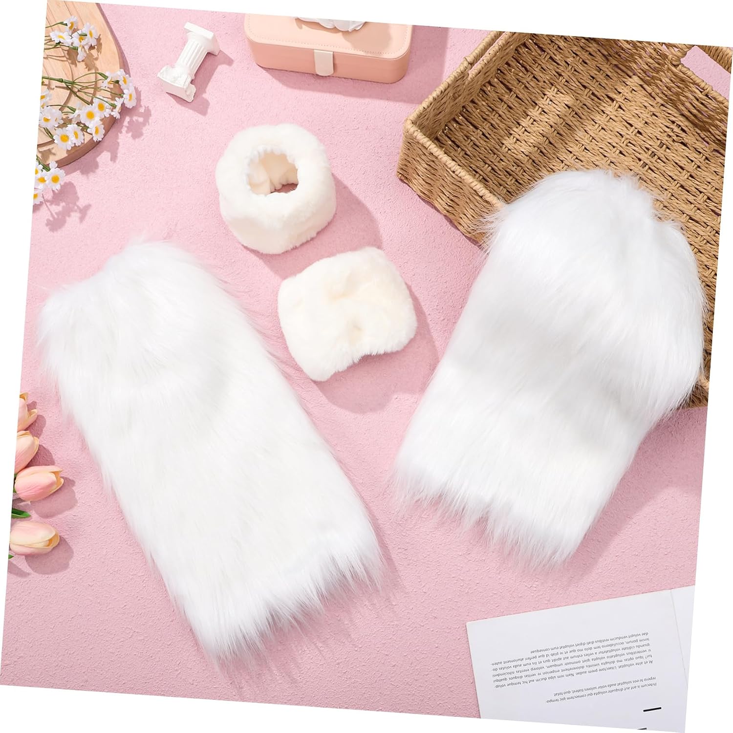 White Leg Warmers Polyester Fuzzy Costume Accessories Xmas Halloween Season