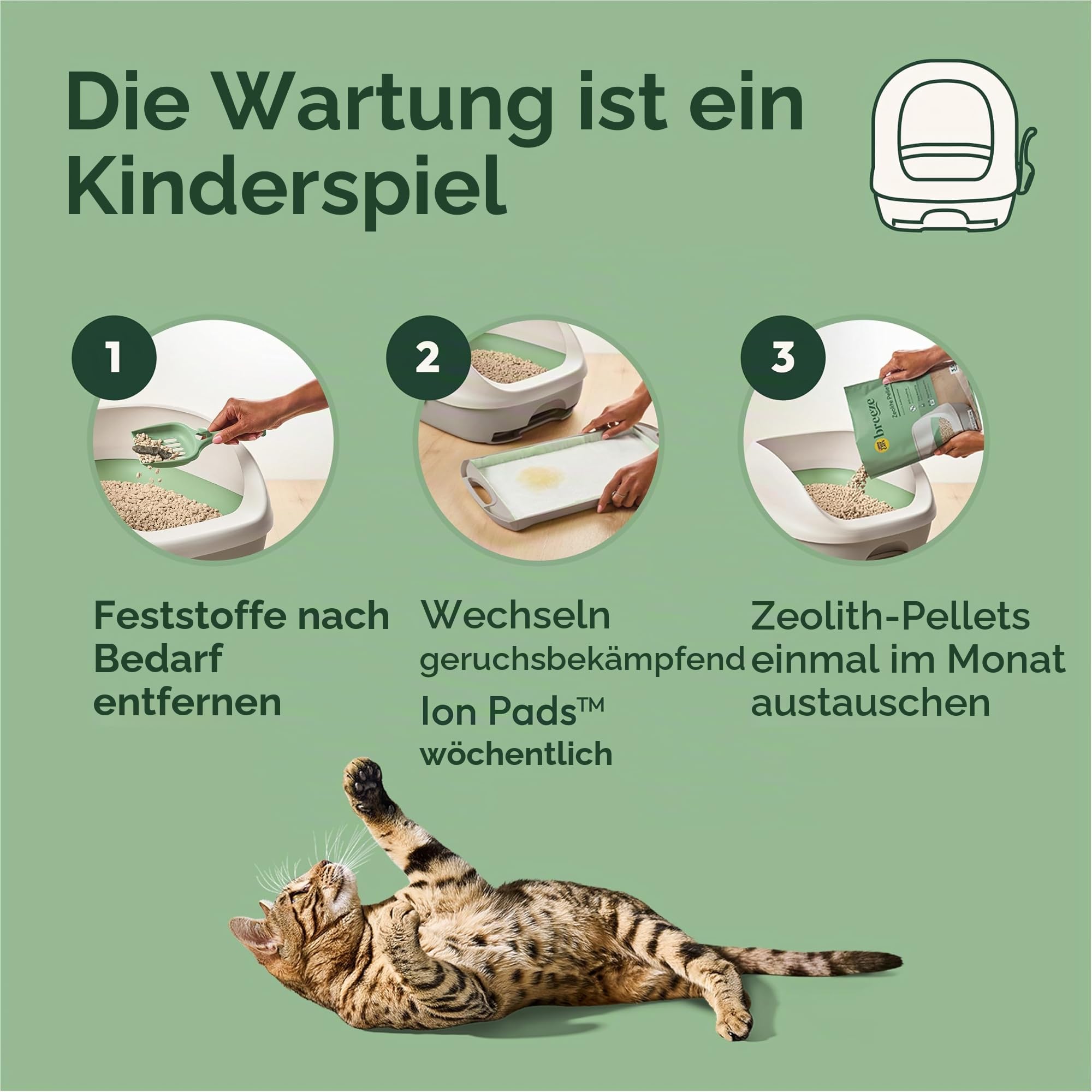 Purina Tidy Cats Katzentoilettensystem mit Kapuze, Breeze Hooded System Starter Kit Katzentoilette, Katzentoilette & Pads