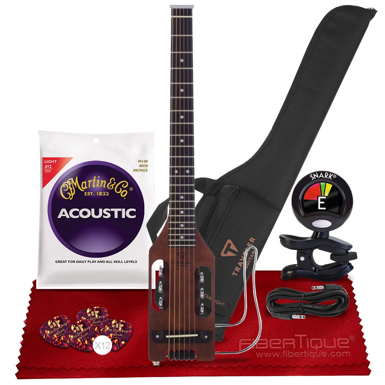 Traveler Ultra-Light 6-String Acoustic-Electric Guitar - Right-Handed - Antique Brown (ULA ABNS) + C
