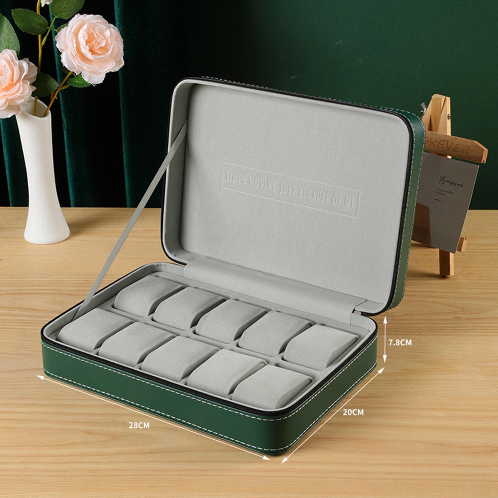 Stojak do przechowywania biżuterii, pudełko na zegarek eleganckie etui z szufladami na zegarki na rękę walizka podróżna Unisex dla dorosłych (Color : 10 Slot)