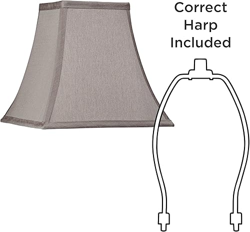 Miniatura 6 de Pantalla cuadrada pequeña gris peltre de 5.25 pulgadas superior x 10 pulgadas inferior x 9.5 pulgadas de alto (araña) de repuesto con arpa y remate