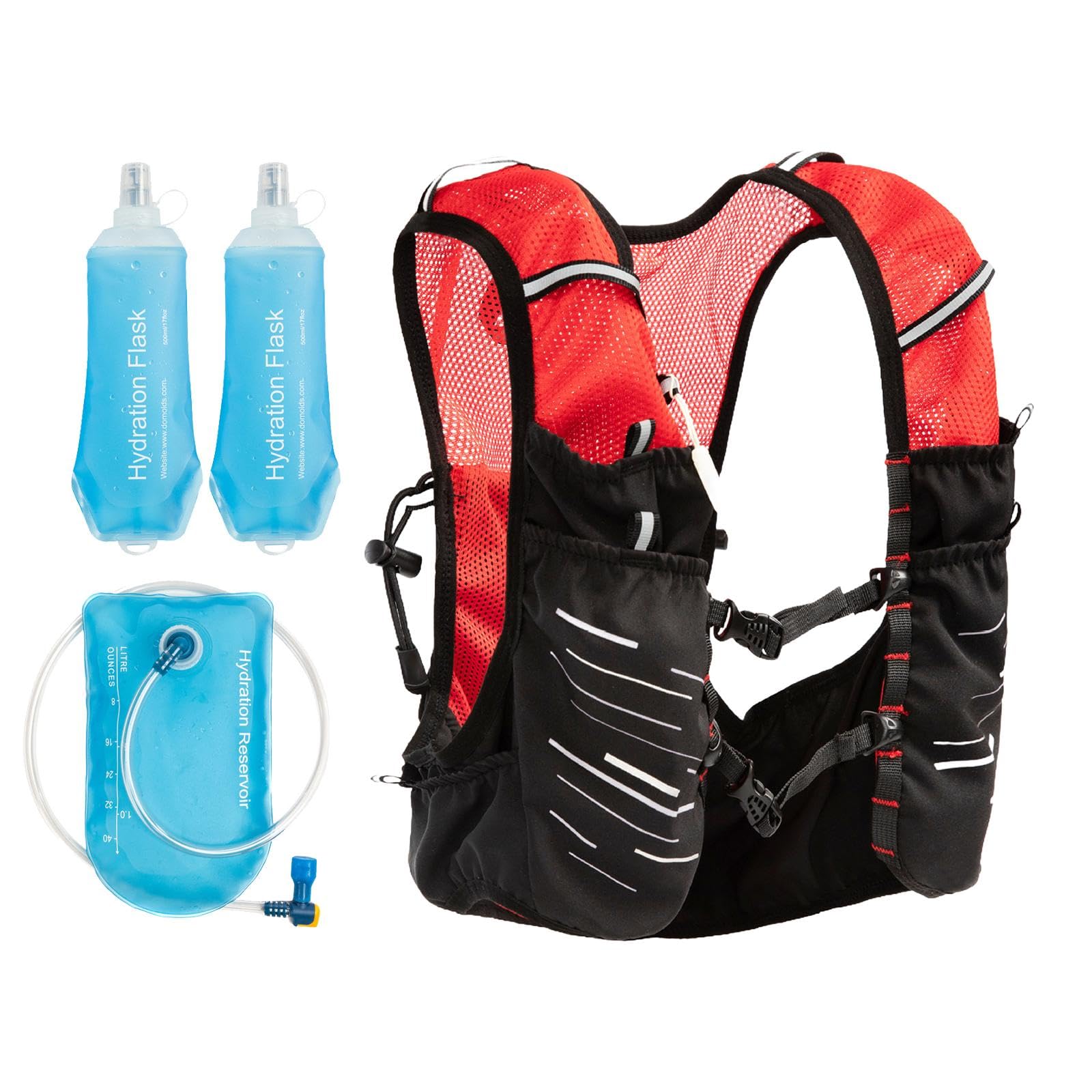 Gilet de Course avec Sac D'Hydratation Veste pour Trail Running Équipement D'Hydratation Compacte avec Poche à Eau 1.5l Sac à Dos pour Rand