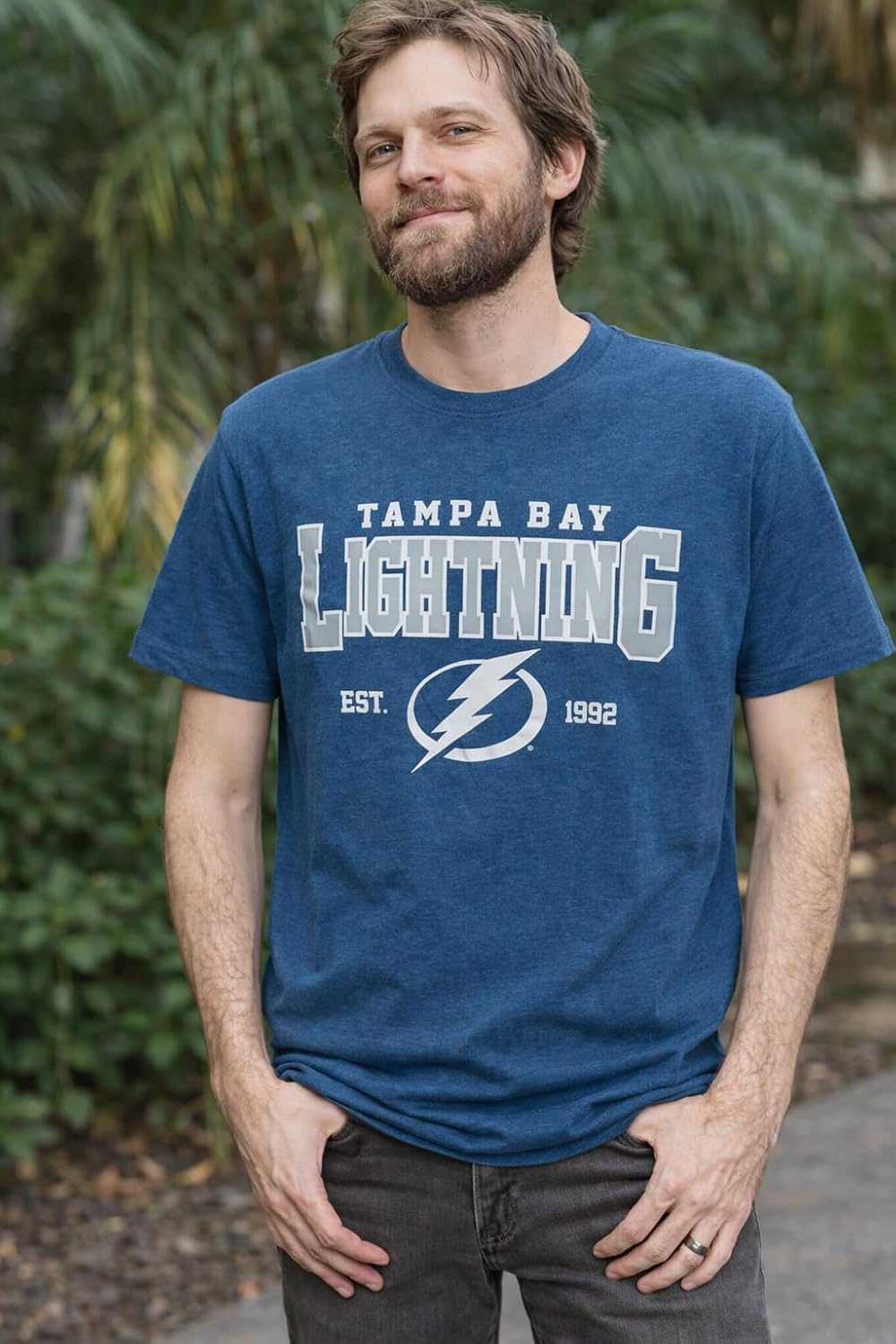 Calhoun NHL Men’s Heather Vintage Style T-Shirt — Screen Printed Logo Tee, Cotton Poly Blend
