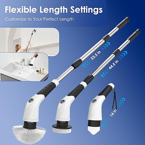 Miniatura 6 de Limpiador eléctrico inalámbrico, IPX7 impermeable recargable con batería de 4000 mAh, tiempo de funcionamiento de 210 minutos, 7 cabezales de