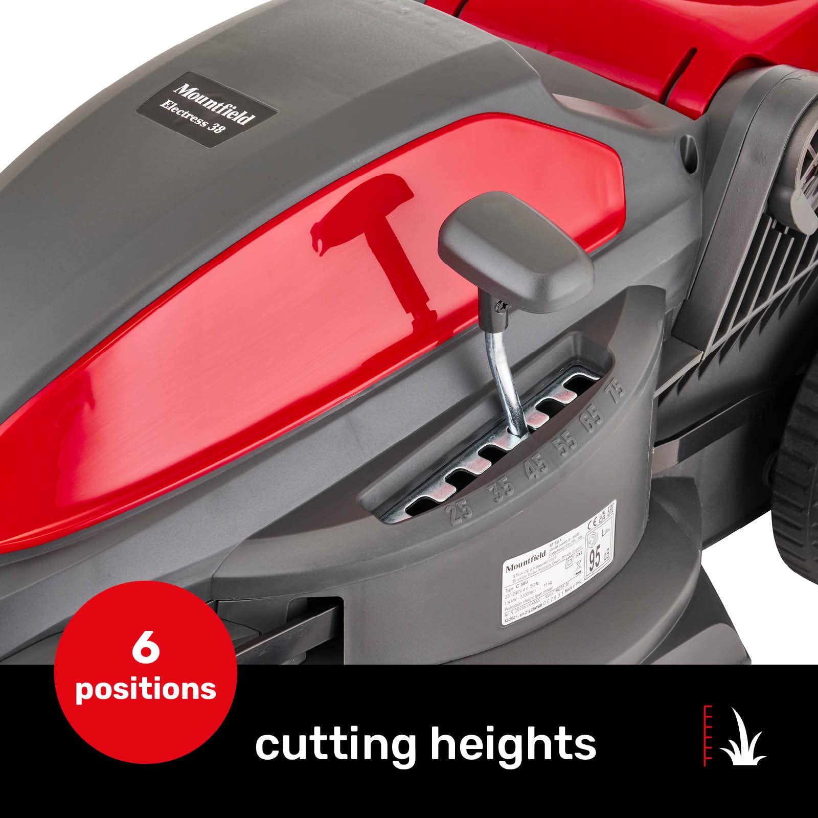 Mountfield Tosaerba Electress 38, larghezza di taglio 38 cm, elettrico, fino a 350 m², include raccoglitore d'erba da 40 litri