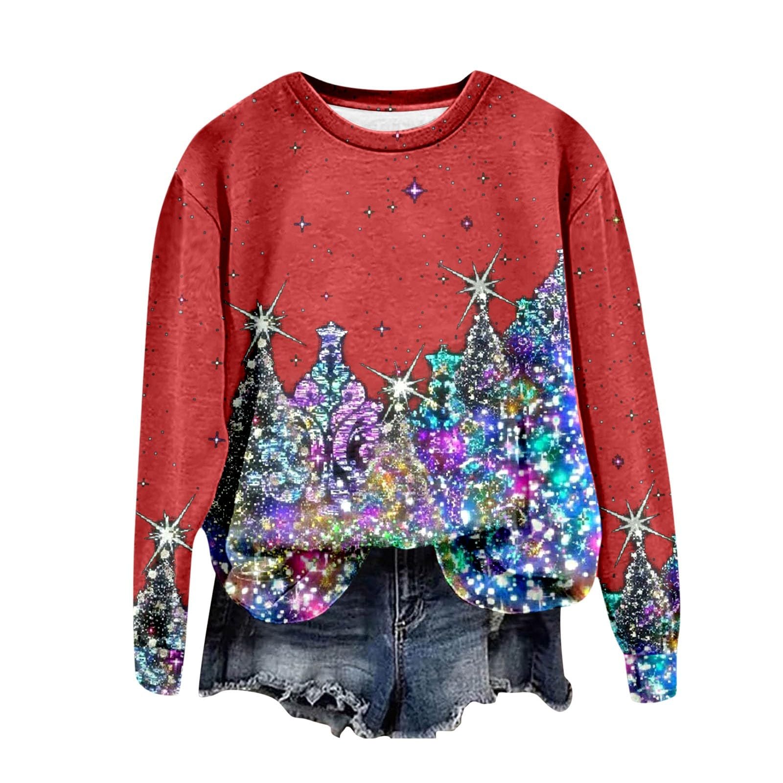 Genérico Elegante suéter navideño para niñas Casual Top Jersey de Navideños Adolescentes Navidad niños diseño rbol Otoño e Invierno Ideal el Tiempo Libre y Deporte