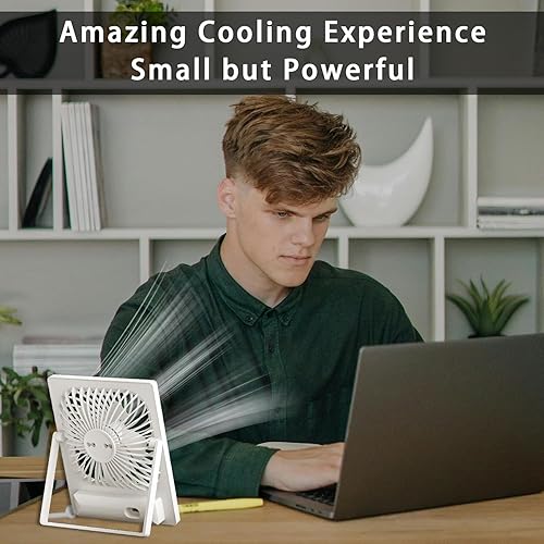 Miniatura 9 de Selección de regalo de Acción de Gracias y Navidad, ventilador recargable, pequeño ventilador personal con ventilador de mesa plegable en 180,