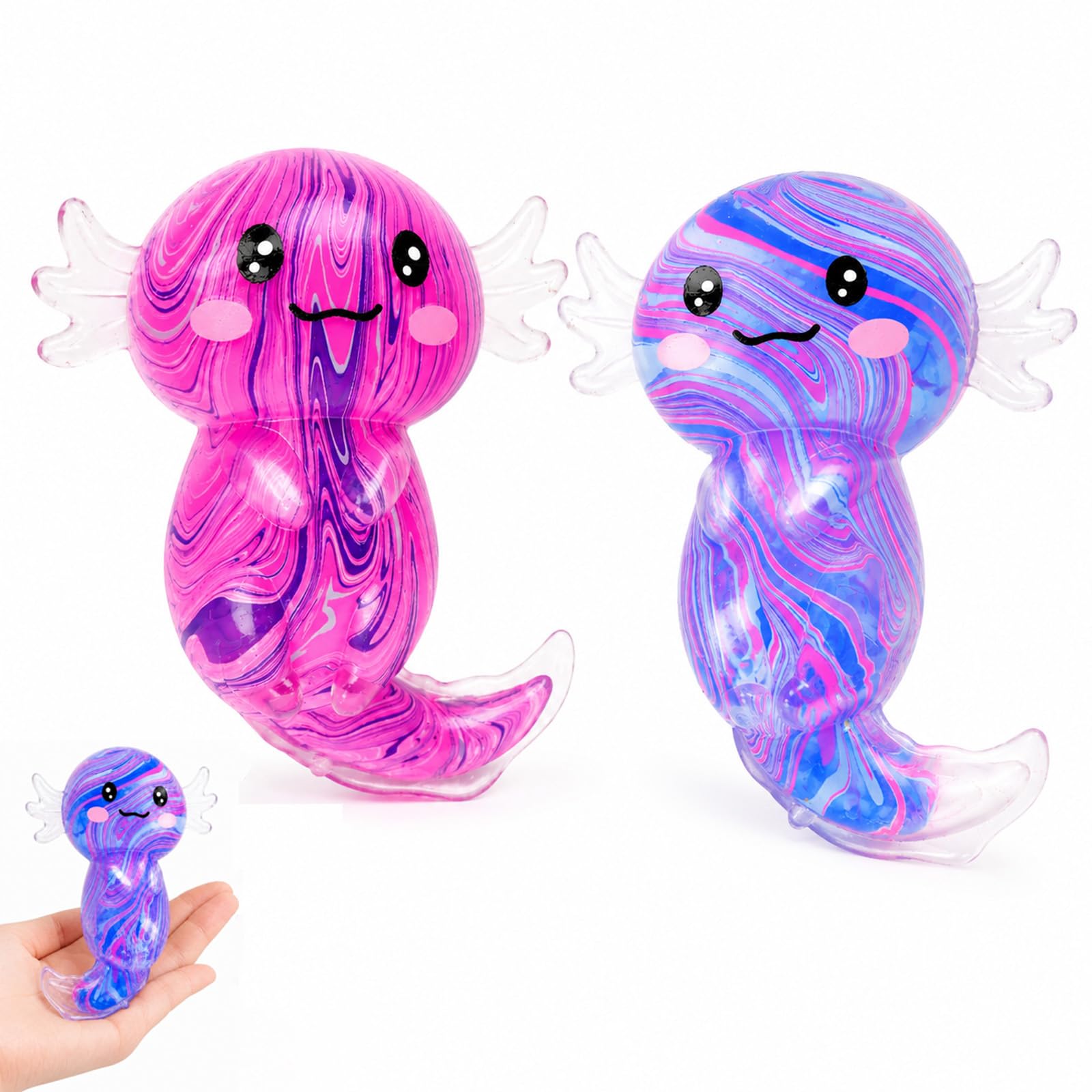 CLPKLQ 2 PCS Axolotl Squishy, Squishy Axolotl, Adorable Decor for Home and Office, For Squishies Lovers