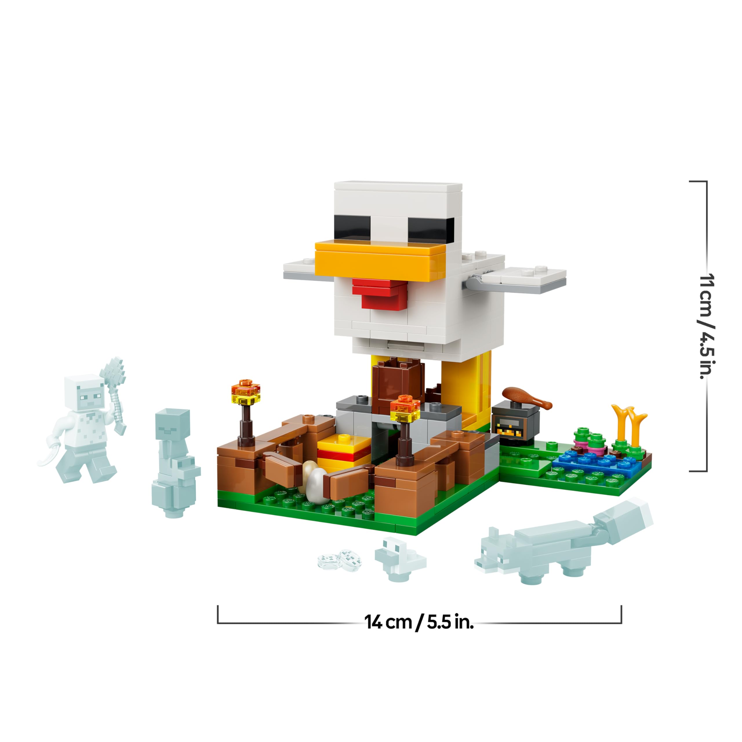 LEGO Minecraft La Ferme à Poulet - Jouet de Construction avec Minifigurine de Fan de Poule, Figurines Mobs de Bébé Zombie & Renard - Cadeau Gaming pour Fille ou Garçon dès 7 Ans 21585