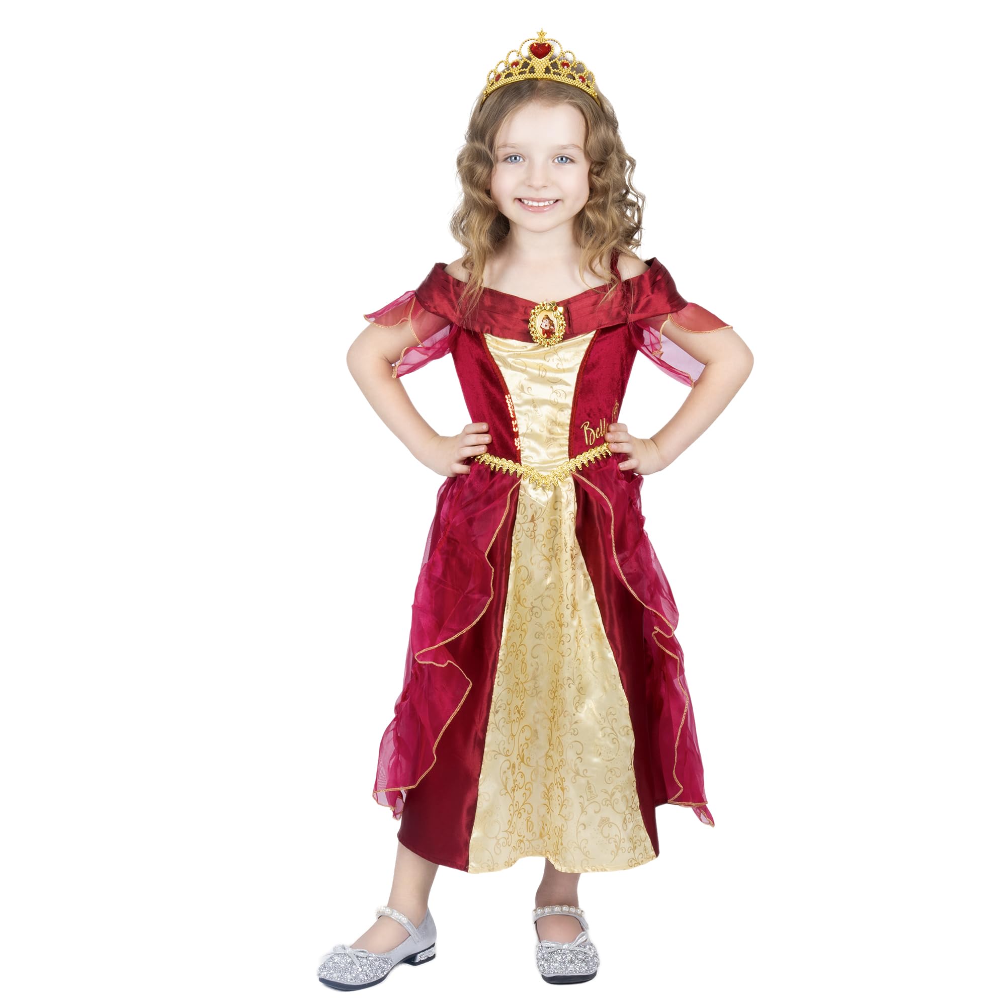 Girl's Luxury Red Belle Princess Dress Cosplay Costume with Tiara 3-4 years
