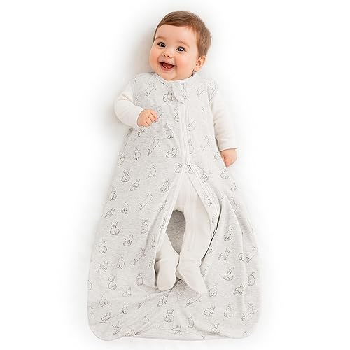Owlivia Saco de dormir de algodón orgánico para bebé con cremallera de 2 vías, manta de algodón orgánico, saco de dormir unisex