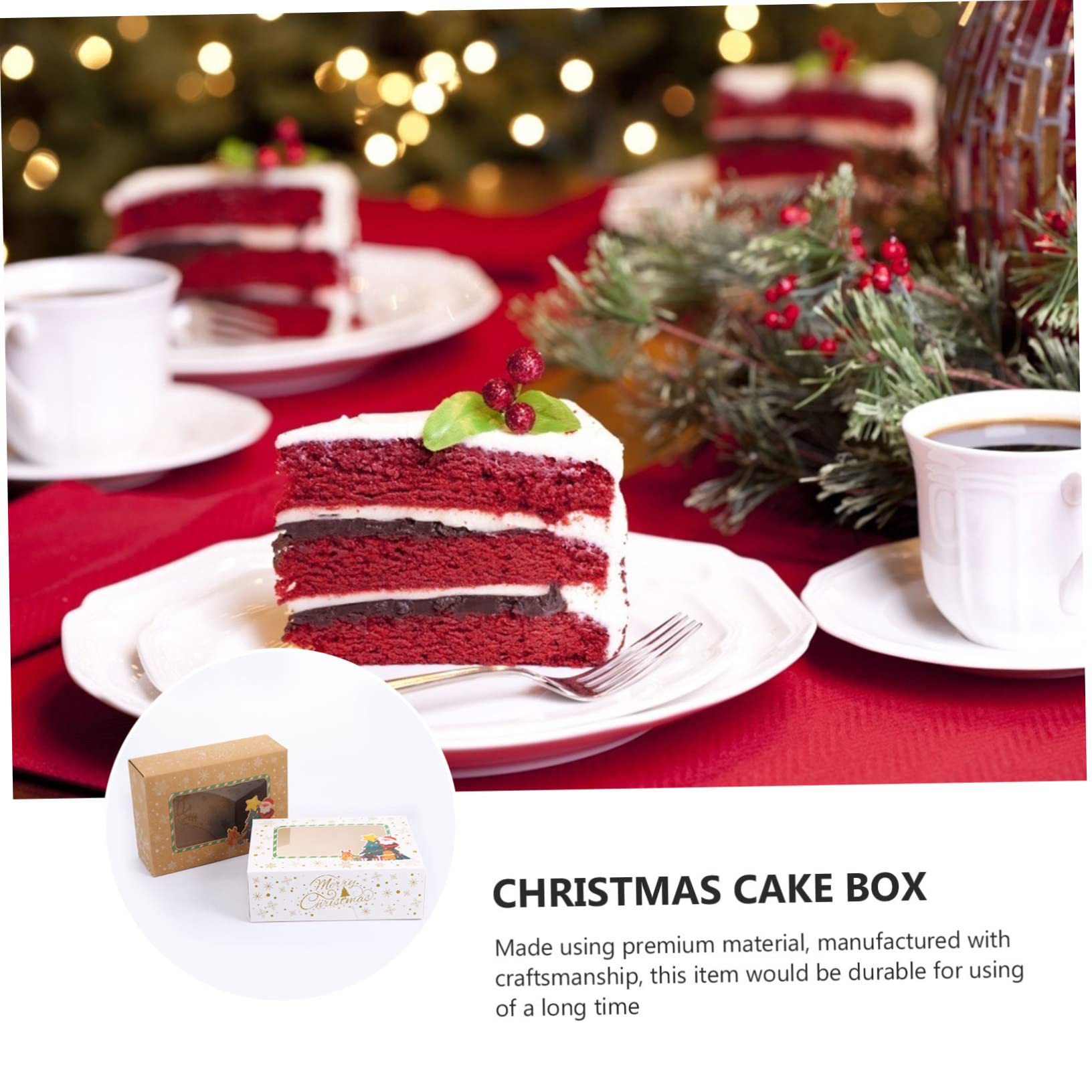12 Stück Teiliges Weihnachtskuchenboxen aus Stabilem Karton mit Festlichem Muster Große Dessertverpackungen Sicherer Transport und Aufbewahrung für Kuchen für Feiern Bäckerei und