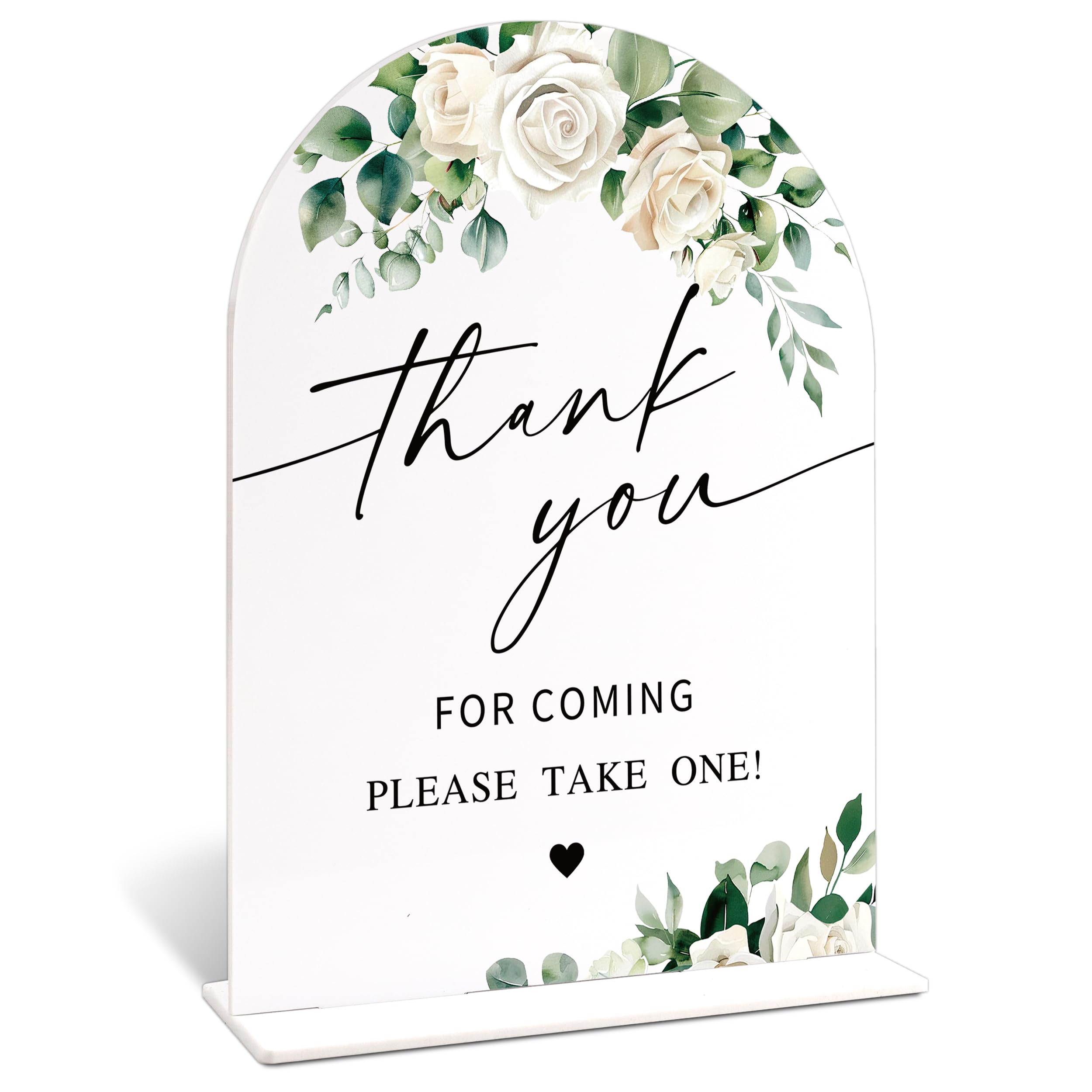 Acrylic Wedding Signs for Ceremony And Reception, White Rose Thank You for Coming Sign, Bridal Shower Centerpieces for Tables with Base, Bachelorette, Engagement and Wedding Essentials for Ceremony — image 1