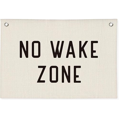 No Wake Zone Surf Nursery Playroom Decor, Coastal Beach Linen Banner Wall Hanging Banner Flag, Boys Room Decor, Surf Decor 20x30 Inch