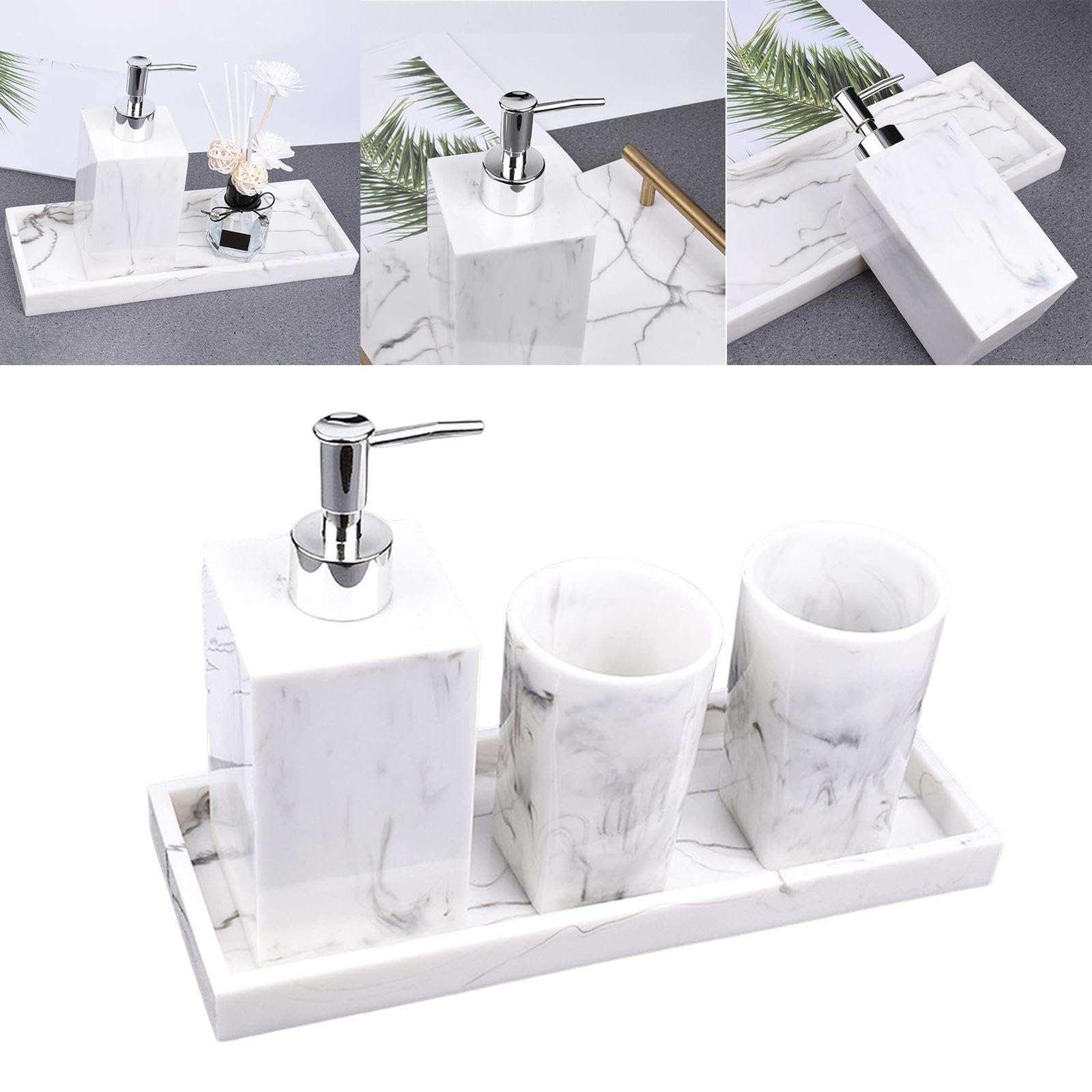 Elegante set di accessori e decorazioni per il bagno, portaspazzolini con superficie liscia effetto marmo e funzioni multifunzionali, portaspazzolini,