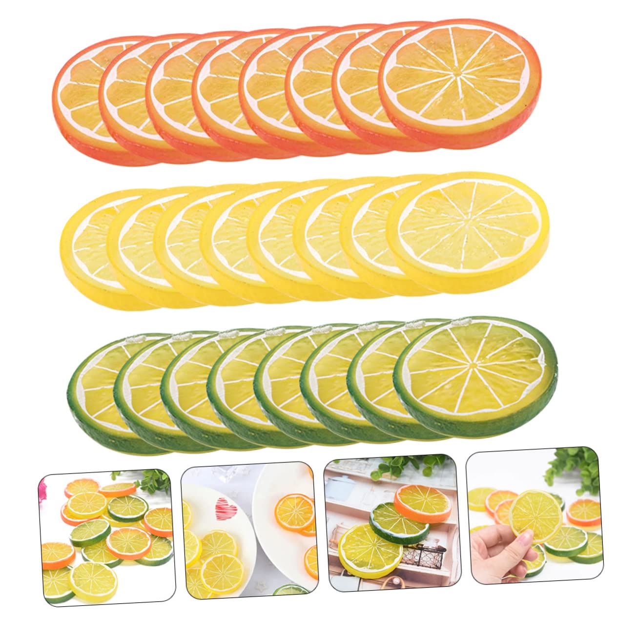 ifundom 96 STK Nachahmung Einer Zitronenscheibe Zitronenscheiben Aus Kunststoff Künstliche Zitronenschnitze Obstmodellarrangements Obstscheiben Aus Kunststoff Obstschale PVC Gemüse
