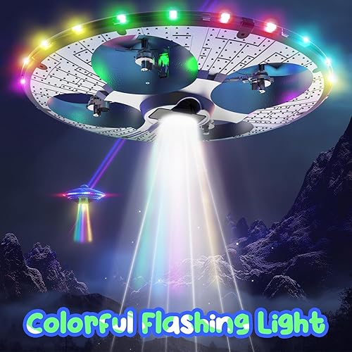Miniatura 6 de Dron UFO de espuma para niños, avión RC con luces LED coloridas, helicóptero de control remoto con vuelo automático, 2 baterías (15 minutos de vuelo)