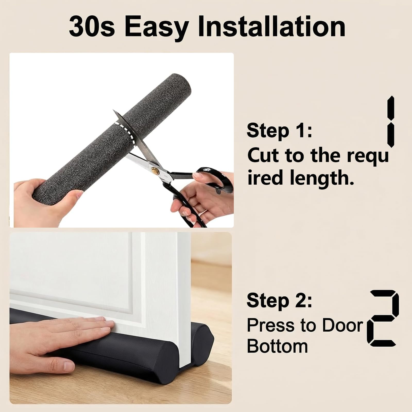 3 Piezas Burlete Puerta Entrada 95 cm, PU Burlete Bajo Puerta Doble Aislante e Impermeable, Negro Cortavientos para la Puerta, Cortavientos con Doble Junta para Aislamiento Acústico y Térmico
