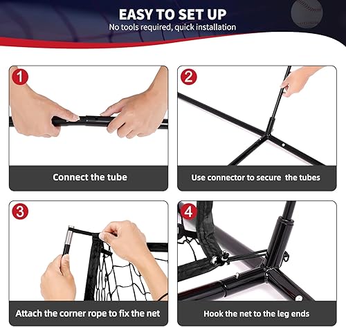 Miniatura 4 de BAGAIL 7x7 ft Baseball & Softball Practice Net with Bow Frame for Batting, Hitting, Pitching, Portable Baseball Throwing Net with Strike Zone, Carry