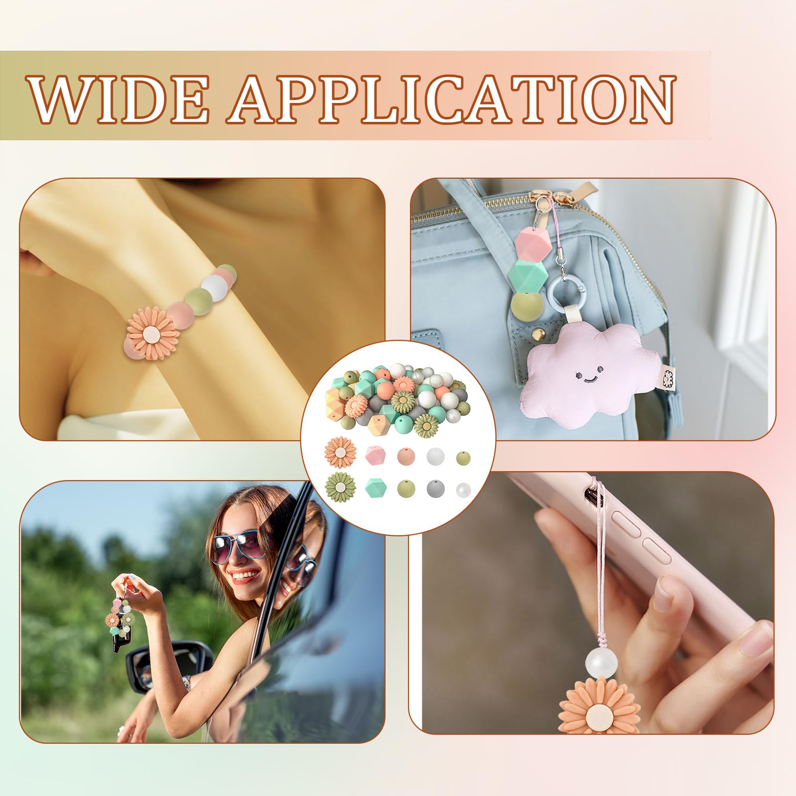 TASSFROO Perline In Silicone Fiore Margherita - Set 56 Pezzi Per Braccialetti E Gioielli