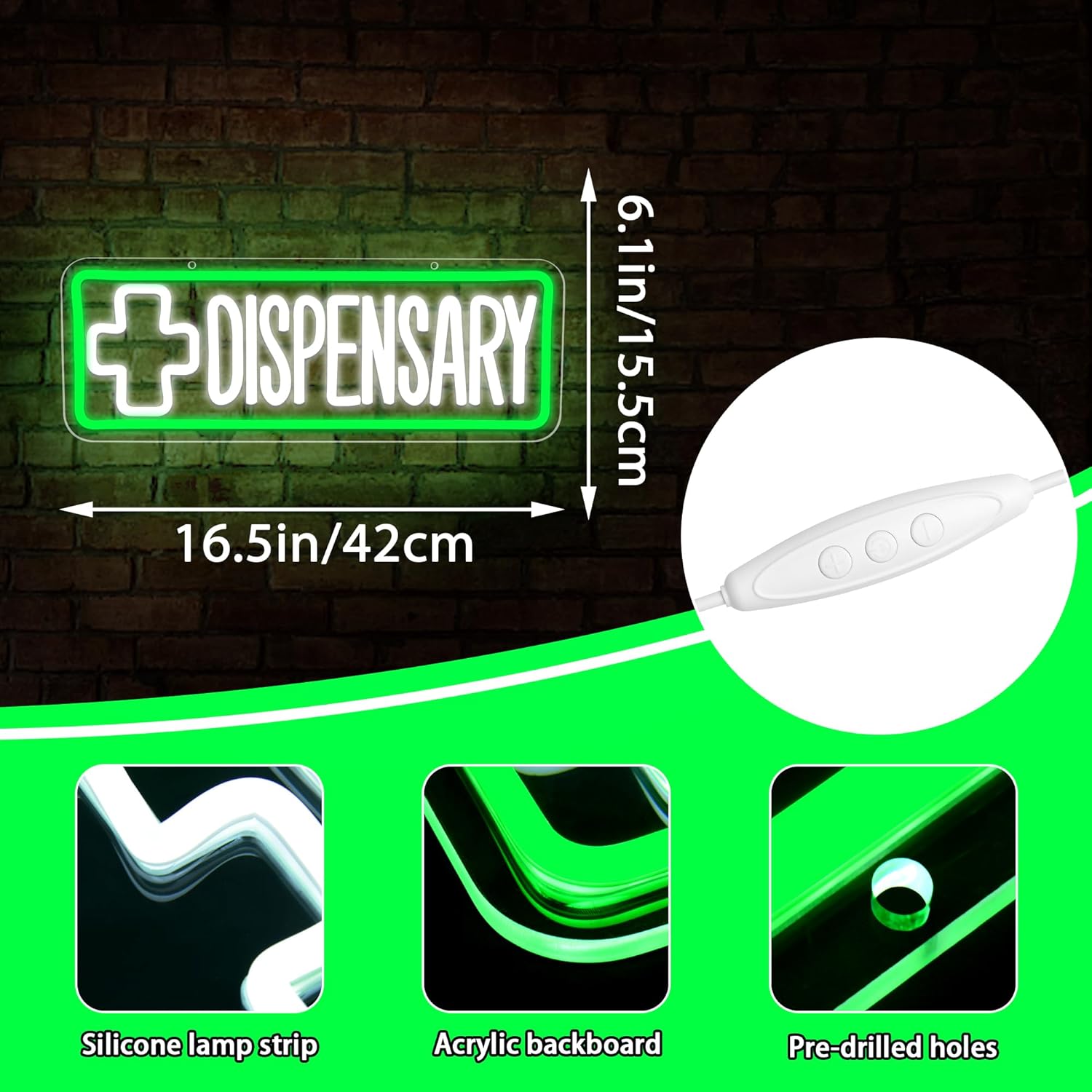 Dispensary Neon Sign Leaf Weed Neon Signs for Wall Decor LED Green Marijuana LEDLights for Bedroom Sign for Living Room Bar Game Room Birthday Party Decor Gifts Art for Lover 16.5 * 6.1In(JTD310)