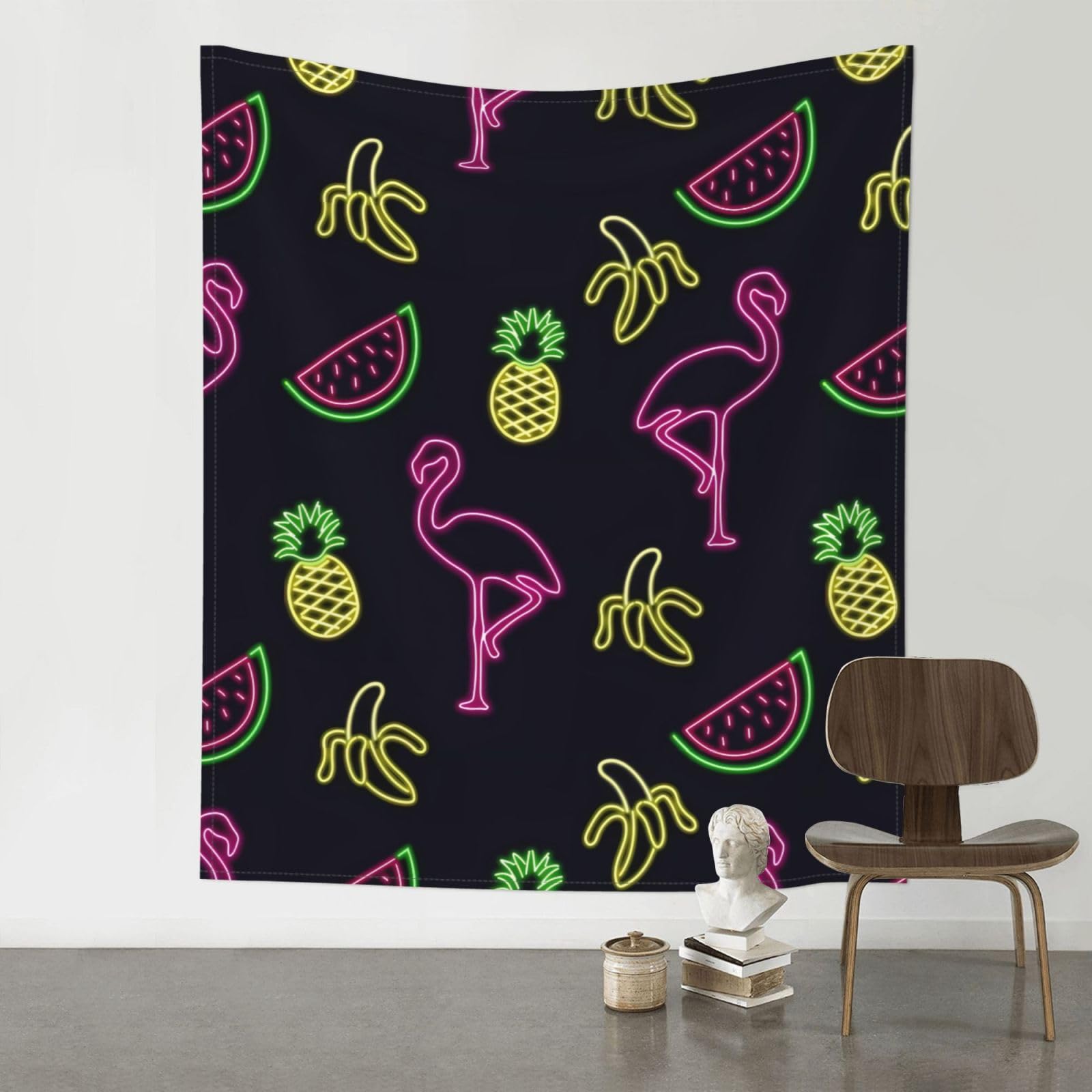 HJFCZH Pineapple Banana Flamingo Prints 60x51in Wall Tapestry Bohemian Throw - Dorm Decor, Beach Blanket, Sofa Cover & Unique Gift