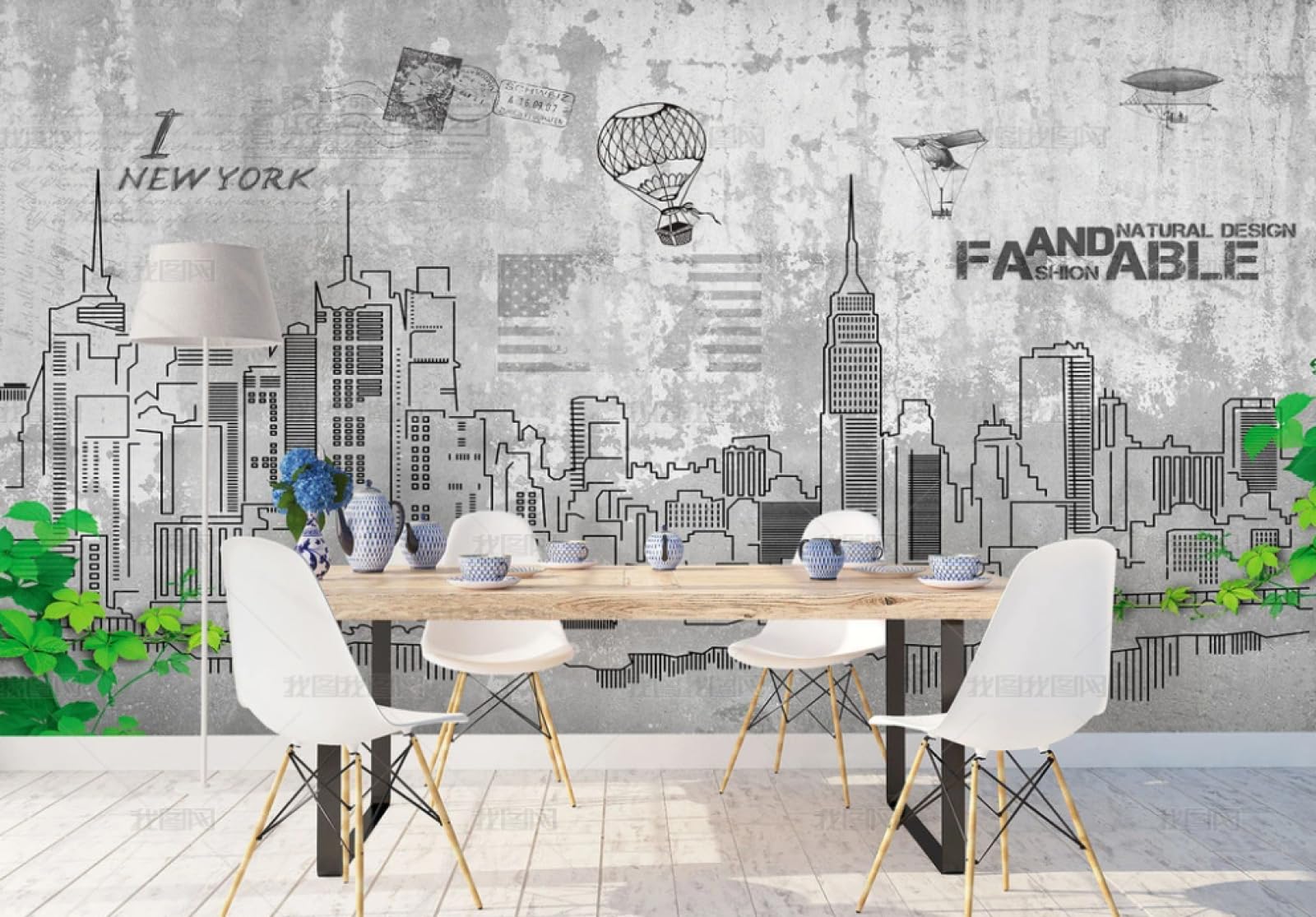 Prosta tapeta ręcznie malowana betonowa ściana salon miejski malarstwo dekoracyjne kawiarnia restauracja mural 3D, 300 x 210 cm