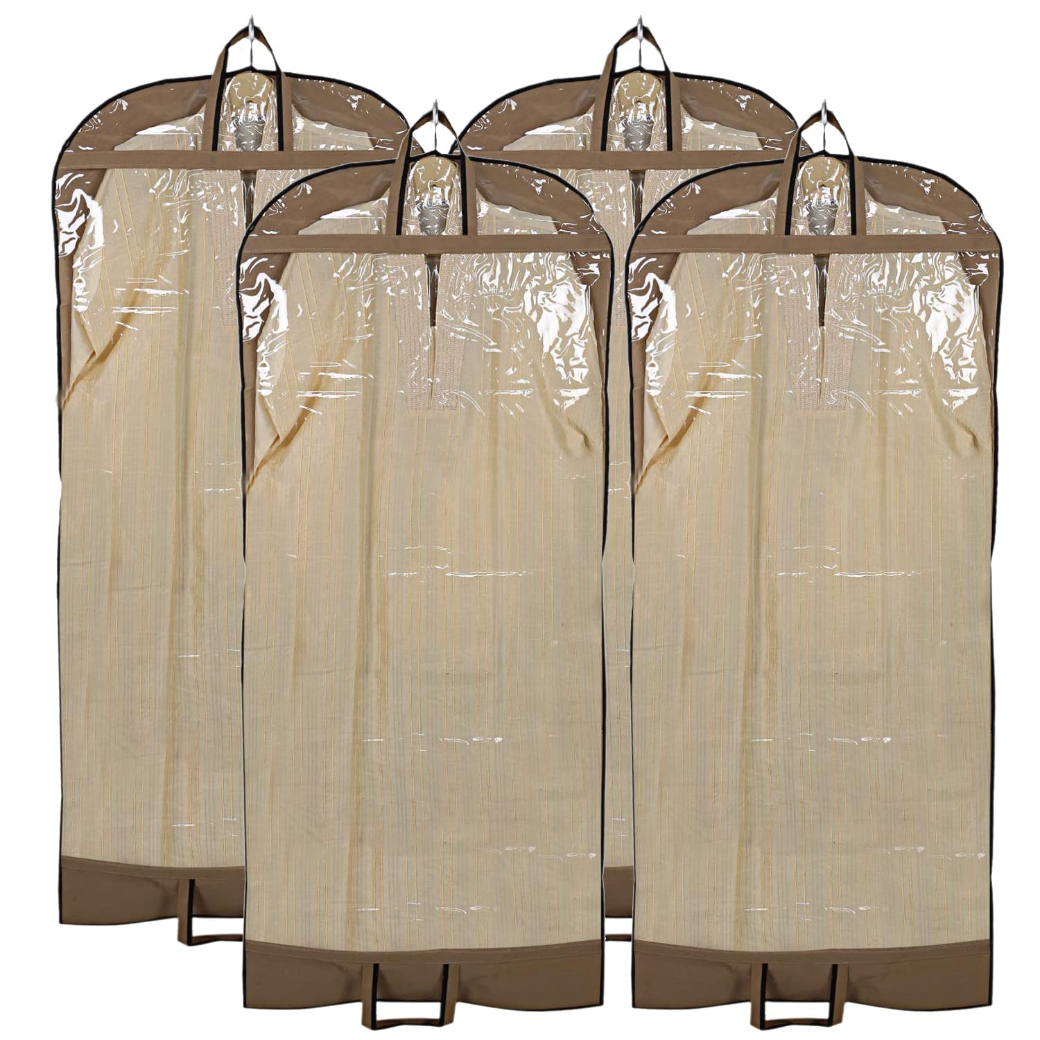 Kuber Industries Sherwani Cover|Long Coat cover With Zip|Blazer cover|Cover for Long Jacket, Suit, Dress, Kurtis|Transparent Front With Premium Zipper|Pack of 4 (Brown) (B0C4GZY89G) Amazon Price History, Amazon Price Tracker