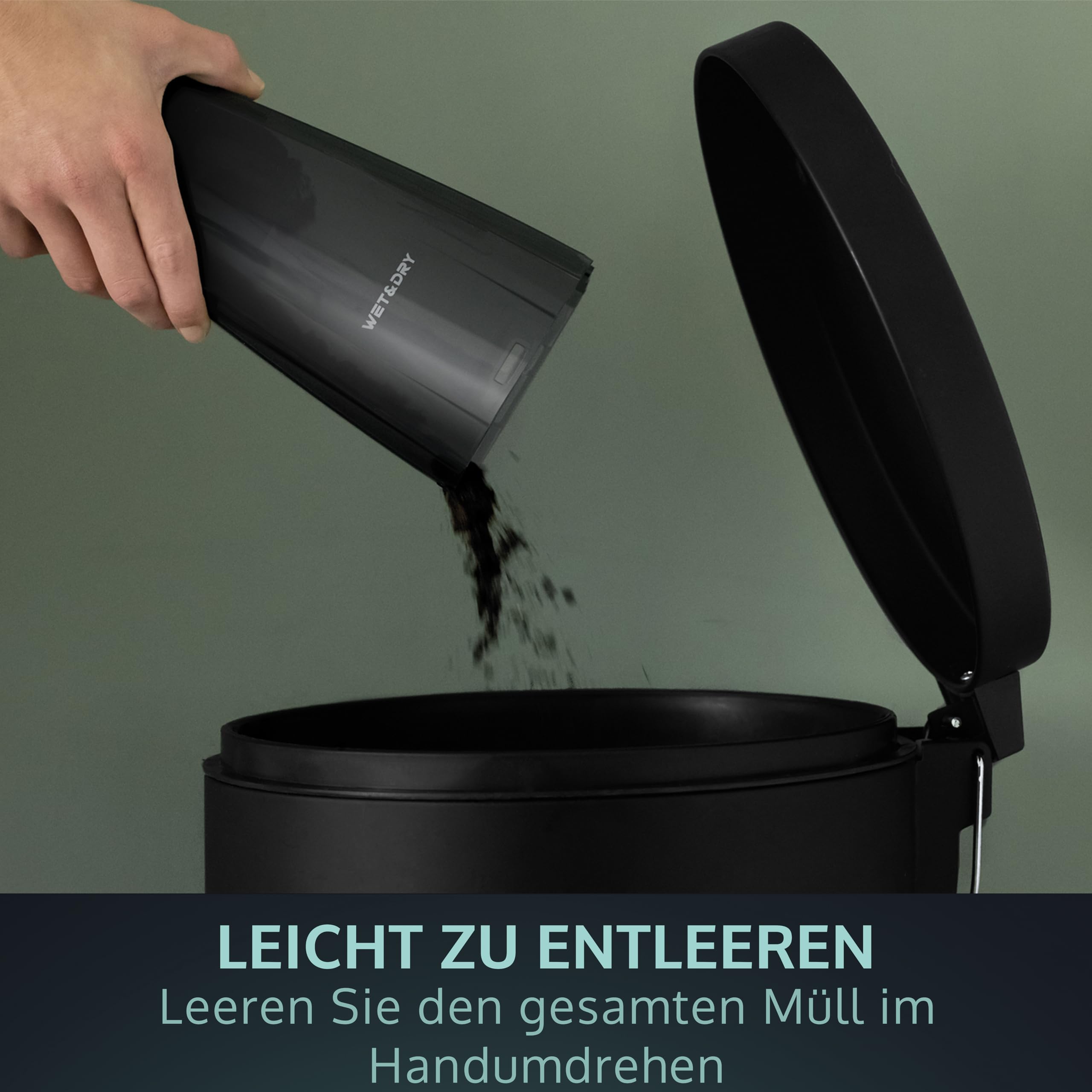 JAP Handstaubsauger Akku S3C - Testsieger Beutellos Handsauger Kabellos - 10000pA 22.2V - Nass Trocken - 5 Aufsätze Haustiere Auto - Carbon