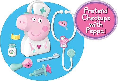 Miniatura 3 de Peppa Pig - Juego de estuche de chequeo con asa de transporte, kit médico de 8 piezas para niños con estetoscopio, juguetes para niños a partir de 3