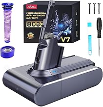 8000mAh Dyson V7 Battery Replacement, FLYLINKTECH Li-ion Battery for Dyson V7 SV11 Compatible with Animal Fluffy Trigger Motorhead and Total Series Vacuum Cleaner with with 2 Filters