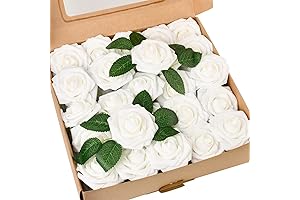 HappyHapi 50Pcs Artificial Flowers Roses Bulk
