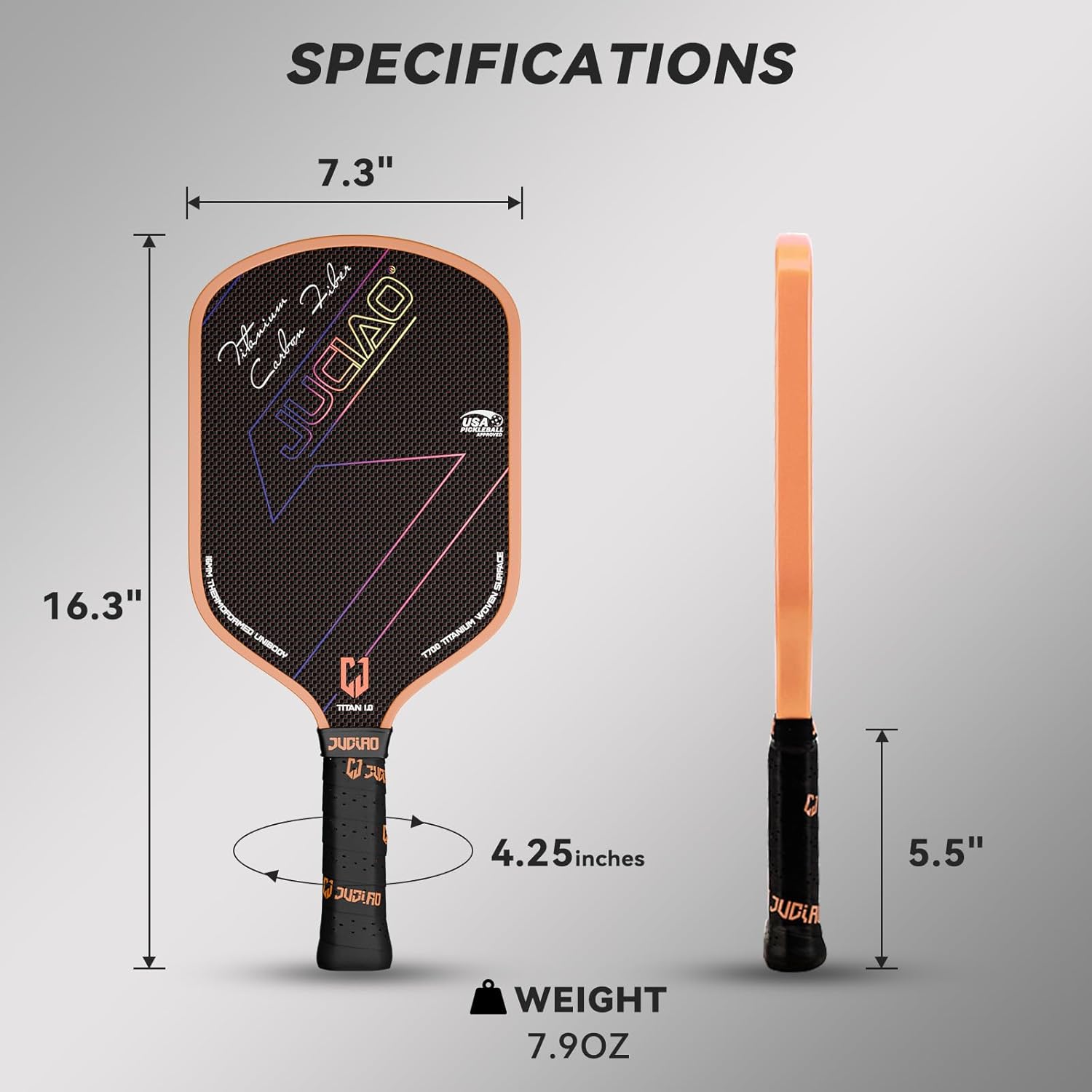 Pickleball Paddles,T700 Carbon Fiber Surface Pickle Ball Racket, Honeycomb Core,USAPA Approved Pickle Ball Paddle for Beginners & Intermediate Players - Image 4